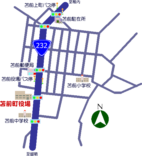 苫前町役場の周辺地図